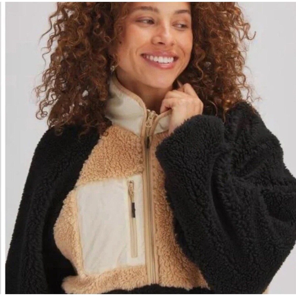 STOIC 1/2 Zip Sherpa Pullover brown black sweater Size XL High‎ Pile Fleece MTN